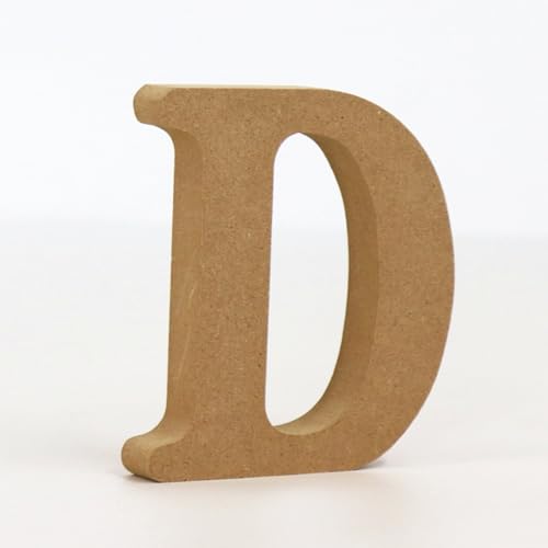 Holz Alphabet Buchstaben (A-Z), Zahlen (0-9) 10CM Ornament Großbuchstaben Holzhandwerk DIY Alphabet Kreativ Wohnzimmer Schlafzimmer Bar Party Deko (D,10 * 10 * 1.5CM) von Generic