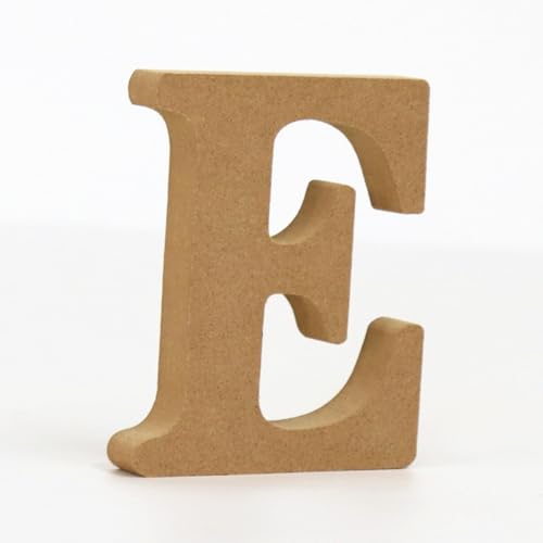 Holz Alphabet Buchstaben (A-Z), Zahlen (0-9) 10CM Ornament Großbuchstaben Holzhandwerk DIY Alphabet Kreativ Wohnzimmer Schlafzimmer Bar Party Deko (E,10 * 10 * 1.5CM) von Generic