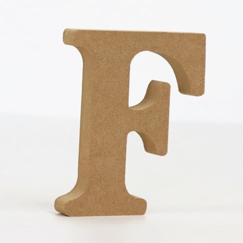 Holz Alphabet Buchstaben (A-Z), Zahlen (0-9) 10CM Ornament Großbuchstaben Holzhandwerk DIY Alphabet Kreativ Wohnzimmer Schlafzimmer Bar Party Deko (F,10 * 10 * 1.5CM) von Generic