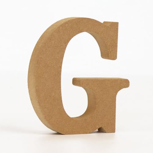 Holz Alphabet Buchstaben (A-Z), Zahlen (0-9) 10CM Ornament Großbuchstaben Holzhandwerk DIY Alphabet Kreativ Wohnzimmer Schlafzimmer Bar Party Deko (G,10 * 10 * 1.5CM) von Generic