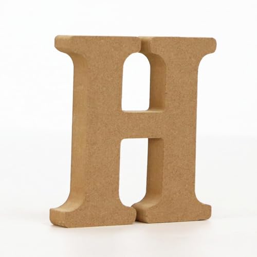 Holz Alphabet Buchstaben (A-Z), Zahlen (0-9) 10CM Ornament Großbuchstaben Holzhandwerk DIY Alphabet Kreativ Wohnzimmer Schlafzimmer Bar Party Deko (H,10 * 10 * 1.5CM) von Generic