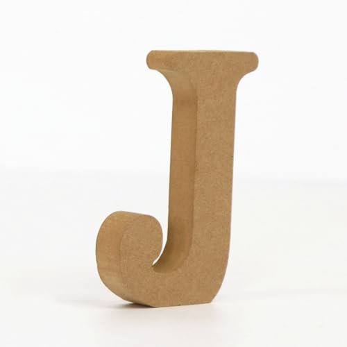 Holz Alphabet Buchstaben (A-Z), Zahlen (0-9) 10CM Ornament Großbuchstaben Holzhandwerk DIY Alphabet Kreativ Wohnzimmer Schlafzimmer Bar Party Deko (J,10 * 10 * 1.5CM) von Generic