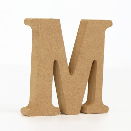 Holz Alphabet Buchstaben (A-Z), Zahlen (0-9) 10CM Ornament Großbuchstaben Holzhandwerk DIY Alphabet Kreativ Wohnzimmer Schlafzimmer Bar Party Deko (M,10 * 10 * 1.5CM) von Generic