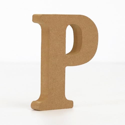 Holz Alphabet Buchstaben (A-Z), Zahlen (0-9) 10CM Ornament Großbuchstaben Holzhandwerk DIY Alphabet Kreativ Wohnzimmer Schlafzimmer Bar Party Deko (P,10 * 10 * 1.5CM) von Generic