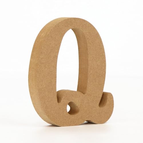 Holz Alphabet Buchstaben (A-Z), Zahlen (0-9) 10CM Ornament Großbuchstaben Holzhandwerk DIY Alphabet Kreativ Wohnzimmer Schlafzimmer Bar Party Deko (Q,10 * 10 * 1.5CM) von Generic