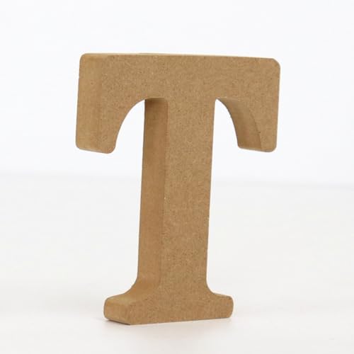 Holz Alphabet Buchstaben (A-Z), Zahlen (0-9) 10CM Ornament Großbuchstaben Holzhandwerk DIY Alphabet Kreativ Wohnzimmer Schlafzimmer Bar Party Deko (T,10 * 10 * 1.5CM) von Generic
