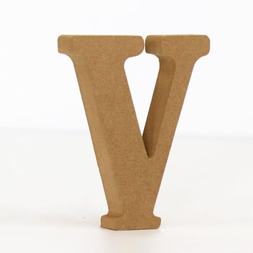 Holz Alphabet Buchstaben (A-Z), Zahlen (0-9) 10CM Ornament Großbuchstaben Holzhandwerk DIY Alphabet Kreativ Wohnzimmer Schlafzimmer Bar Party Deko (V,10 * 10 * 1.5CM) von Generic