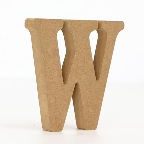 Holz Alphabet Buchstaben (A-Z), Zahlen (0-9) 10CM Ornament Großbuchstaben Holzhandwerk DIY Alphabet Kreativ Wohnzimmer Schlafzimmer Bar Party Deko (W,10 * 10 * 1.5CM) von Generic