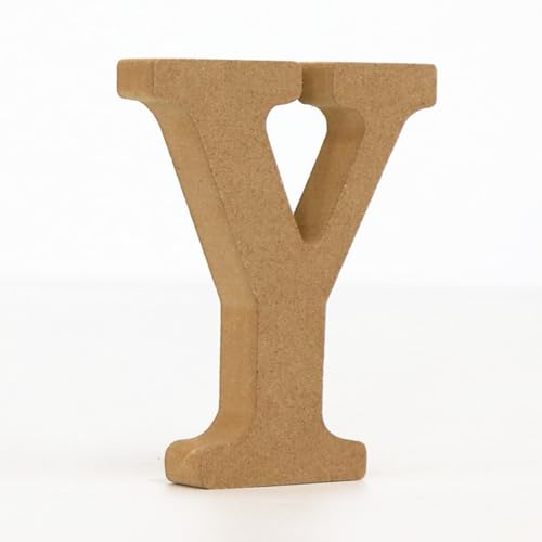Holz Alphabet Buchstaben (A-Z), Zahlen (0-9) 10CM Ornament Großbuchstaben Holzhandwerk DIY Alphabet Kreativ Wohnzimmer Schlafzimmer Bar Party Deko (Y,10 * 10 * 1.5CM) von Generic