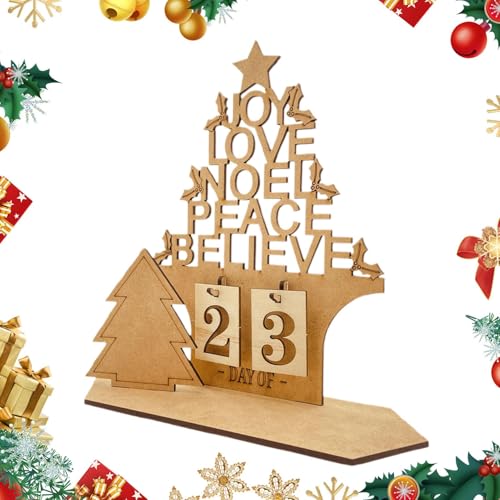 Holz Countdown Adventskalender, Weihnachtskalender Countdown Ornamente,2025 Haus Form Weihnachten Adventskalender Holzschild | Winterfest Hohl Buchstabe Design Zeichen von Generic
