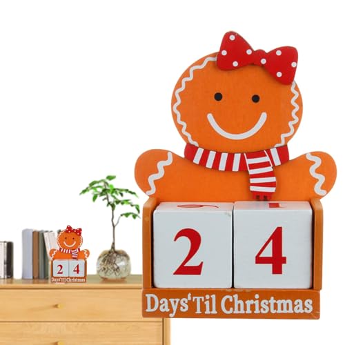 Holz Weihnachtskalender - festliche Kalenderblöcke, Retro-Kalender mit Zahlen | Handgemachte Weihnachtsdekoration, Partyzubehör für Heimtextilien, festliche Dekorations-Accessoires von Generic