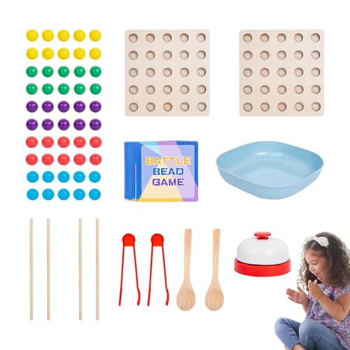 Holzbrettperlen-Set, Clip-Perlenspielzeug, Holzfußbrett zum Zählen von Zahlen | Interaktives Perlenset Eltern-Kind, feinmotorisches Spielzeug für die Erkennung Holzbrettperlen-Set, Clip-Perlenspielzeug, Holzfußbrett zum Zählen von Zahlen | Interaktives Perlenset Eltern-Kind, feinmotorisches Spielzeug für die Erkennung von Generic