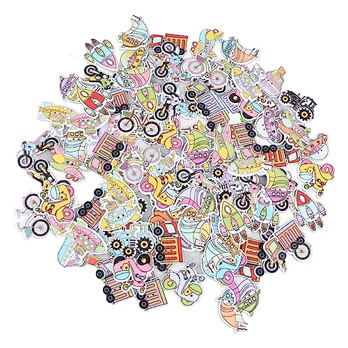 Holzknöpfe, 100 Stücke Cartoon Süßes Leichter Glättung Bastelknöpfe Lebendige Farben für DIY (10 Fahrzeugstile 100 Stück) von Generic