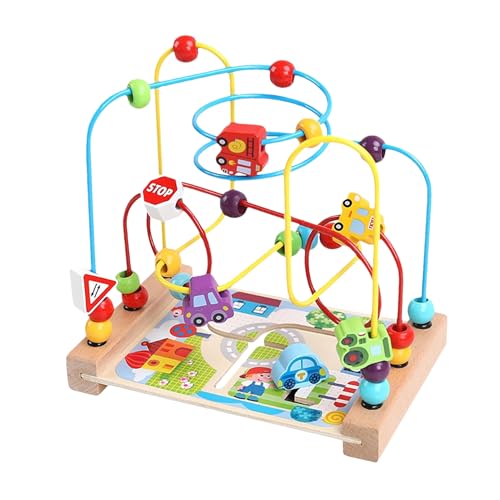 Holzperlen -Labyrinth -Spielzeug - Langlebige Holzperlenstrecke Abenteuer, Interaktive Aktivität Spielset | Vorschulgröße Bildungsspielzeug Sinneslernvorteile, Early Development Achterbahn Für Kleinki von Generic