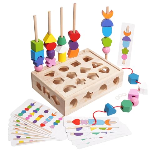 Holzperlen Sequenzspielzeug, Holzformen Matching Puzzle, Perlen Sequenzieren Spielzeug für Kinder, Realistisches Design Stapelbare Spielzeug Holzperlen Sequenzspielzeug, Holzformen Matching Puzzle, Perlen Sequenzieren Spielzeug für Kinder, Realistisches Design Stapelbare Spielzeug von Generic