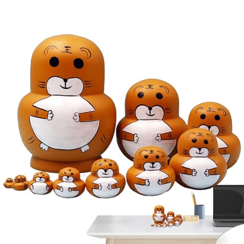 Holzpuppen – bezaubernde stapelbare Puppen in Tierformen, handgefertigt, Dekoration für Zuhause und Zimmer, Lernspielzeug für Kinder mit Zeichnungen Holzpuppen – bezaubernde stapelbare Puppen in Tierformen, handgefertigt, Dekoration für Zuhause und Zimmer, Lernspielzeug für Kinder mit Zeichnungen von Generic