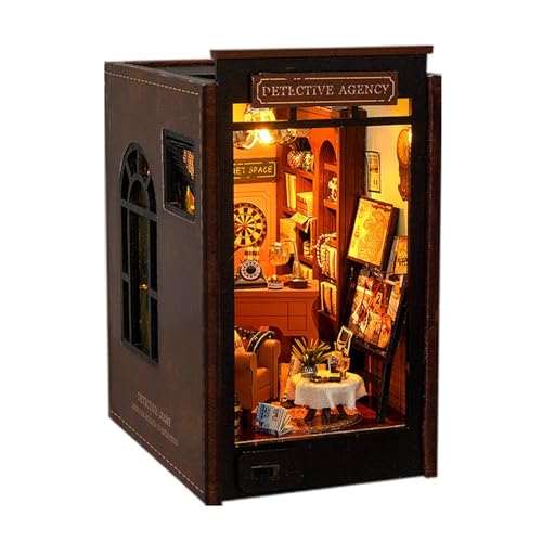 Holzpuzzle -Buchend - Miniaturpuppenhaus -Buchecke, Holz -Miniatur -Buchkit | Basteldekoration Mit Feinen Möbeln Für -Schlafzimmer, Kinderzimmer, Wohnzimmer, Arbeitszimmer Usw. von Generic