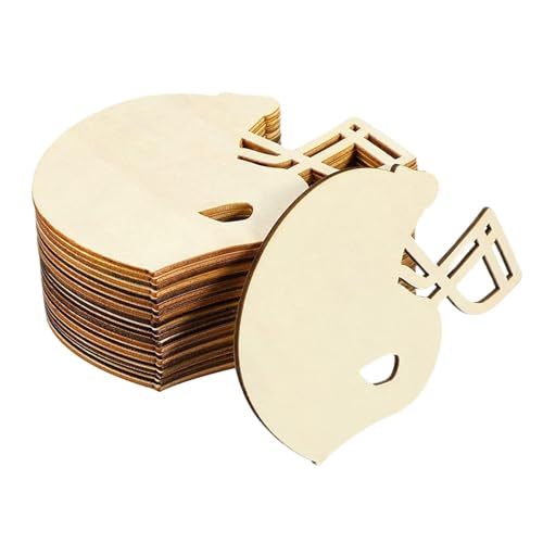 Holzscheiben aus Holz, unlackierte Eishockeyhelm-Scheiben, Holzornamente für Helm, natürliche Holzscheiben, 20 Scheiben mit Fußballmotiv für Erwachsene, Freunde von Generic