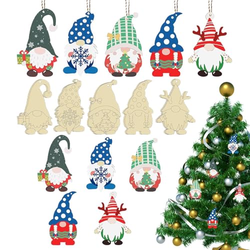 Holzschnitze Zwerge weiß | 25 Stück Weihnachtszwerge unvollendet, Holzzwerg, bemalter , Weihnachtshandwerk, Heimdekoration von Generic