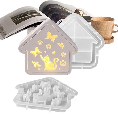 Home Silikonschablone | Katzenhaus Kerzen Gießform - Deko Werkzeug Für Weihnachten Wohnzimmer Garten Kinderzimmer Halloween Tischdekoration Home Silikonschablone | Katzenhaus Kerzen Gießform - Deko Werkzeug Für Weihnachten Wohnzimmer Garten Kinderzimmer Halloween Tischdekoration von Generic