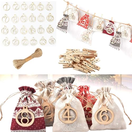 Huangsanye Adventskalender SäckchenGroß,Adventskalender Beutel und Befüllbar, Stoffsäckchen Adventskalender, Jutesäckchen zum Selber Machen, Kalender zum Selbstbefüllen mit Zahlen aus Holz Huangsanye Adventskalender SäckchenGroß,Adventskalender Beutel und Befüllbar, Stoffsäckchen Adventskalender, Jutesäckchen zum Selber Machen, Kalender zum Selbstbefüllen mit Zahlen aus Holz von Generic