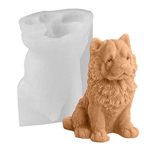 Hunde-Silikonform – 3D-Chow-Chow-Harzform für Epoxidguss, einfaches Entformen von Eiswürfeln für Getränke, Fondant, Epoxidharz, DIY-Aromatherapie-Kerzen von Generic