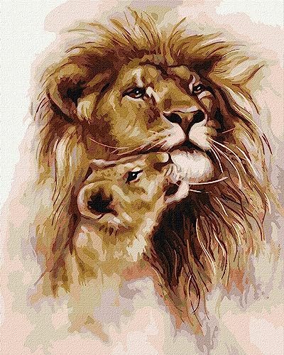IDEYKA Malen nach Zahlen Die Zärtlichkeit des Löwen 40x50 Haustiere mit Holzrahmen von Generic