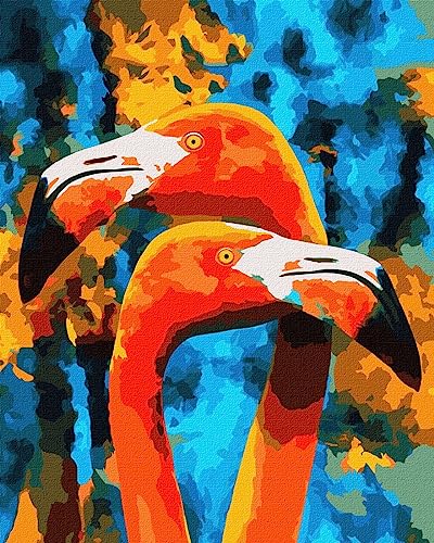 IDEYKA Malen nach Zahlen Orangefarbene Flamingos 40x50 Tiere mit Holzrahmen von Generic
