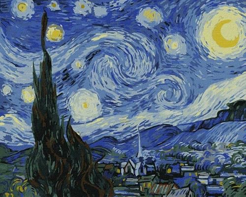 IDEYKA Malen nach Zahlen Sternenklare Nacht. Vincent van Gogh 40x50 mit Holzrahmen Komplettset Feiertagsgeschenke DIY Acrylmalerei von Generic