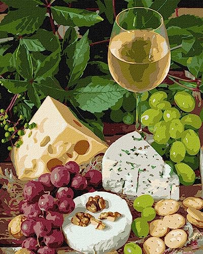 IDEYKA Malen nach Zahlen Weißwein mit Käse 40x50 Stilleben mit Holzrahmen IDEYKA Malen nach Zahlen Weißwein mit Käse 40x50 Stilleben mit Holzrahmen von Generic