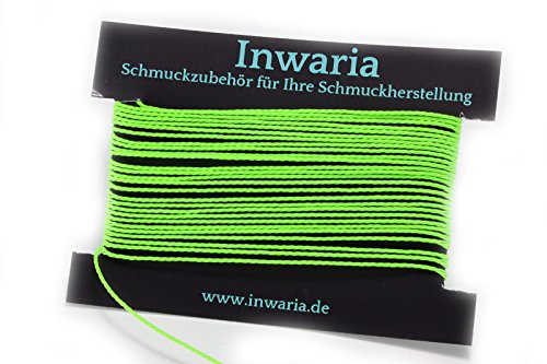 INWARIA (0,30€/m) Kordel Ø 1 mm Schnur 5m gedreht Perlenschnur Polyesterkordel, BK-50,1 mm,Grasgrün von Generic
