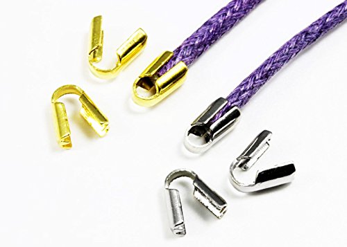 INWARIA Endkappen für Bänder bis 2, 5/3 mm Metallkappen Endteile Endhülsen Verbinder, S55, bis 3 mm, Silberfarben, 50 Stück von Generic