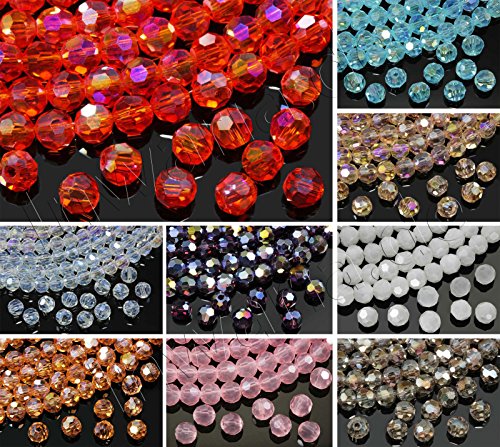 INWARIA Kristall Glasperlen 4mm facettiert rund Crystal AB Perlen Glasschliffperlen KP-4, 1-crystal AB, 4 mm, 50 Stuck von Generic