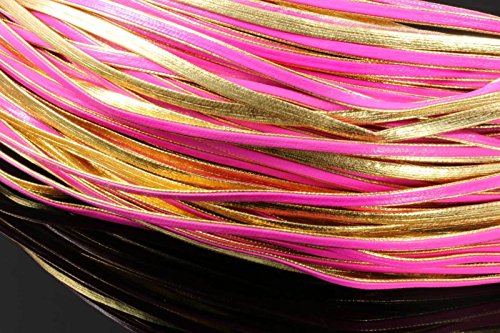 INWARIA Kunstlederband flach 3,3mm 1/5m Dekoband Schnur Band Zierband, KLB-7,pink goldfarben,5 meter (1,20€/m) von Generic