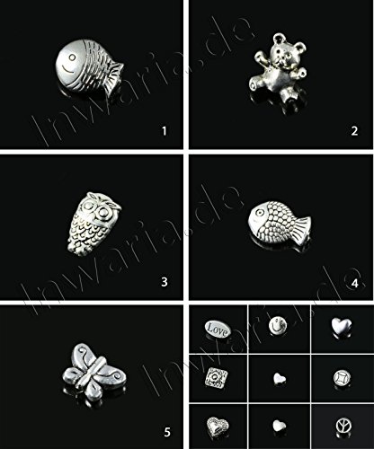INWARIA Perlen Metallperlen Zwischenperlen Eule Fisch Spacer silberfarben Perle, P-10, 1- Fisch, 5 Stück von Generic