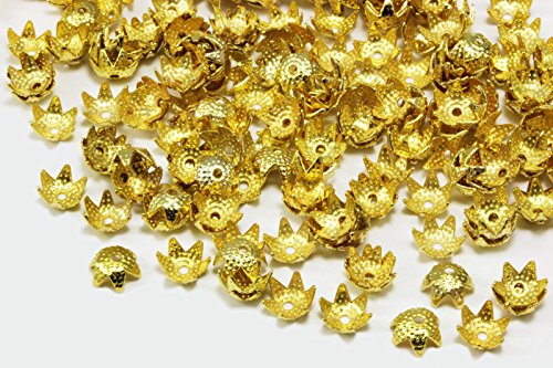 INWARIA Perlenkappen 50/100 Stk. Kappen Perlenkappe Perlkappen Endkappen, S66, 5-6mm, goldfarben, 100 Stück von Generic