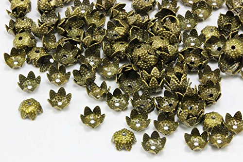 INWARIA Perlenkappen 50/100 Stk. Kappen Perlenkappe Perlkappen Endkappen, S66, 6-6, 5mm, bronzefarben, 100 Stück von Generic