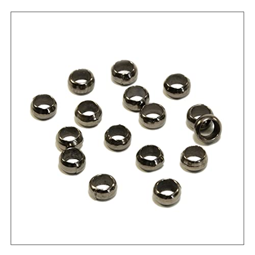 INWARIA - Quetschperlen Anthrazit 500 Perlen | Ø2,5mm Quetschröhrchen | Metallperlen zur DIY Schmuckherstellung von Generic