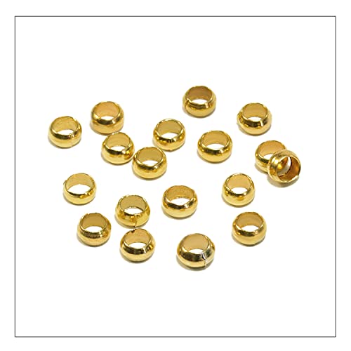 INWARIA - Quetschperlen Goldfarben 500 Perlen | Ø3,0mm Quetschröhrchen | Metallperlen zur DIY Schmuckherstellung | Clay Beads for jewellery making | Kettenverschluss von Generic