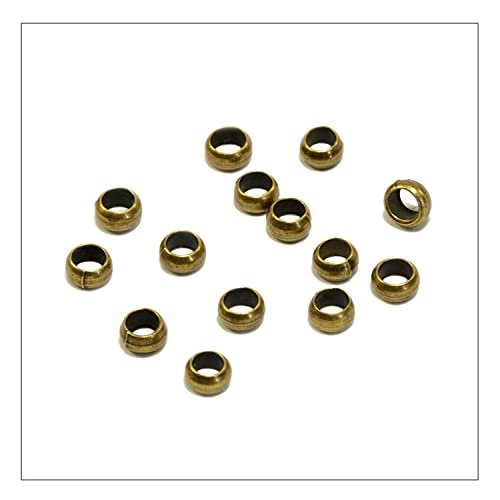 INWARIA - Quetschperlen Bronzefarben 100 Perlen | Ø4,0mm Quetschröhrchen | Metallperlen zur DIY Schmuckherstellung | Clay Beads for jewellery making | Kettenverschluss von Generic