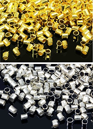 INWARIA Quetschröhrchen 1, 5 / 2 mm Quetschperlen 100/500 Stk. Perlen Metallperlen, S34, 2 mm, Silberfarben, 500 Stück von Generic