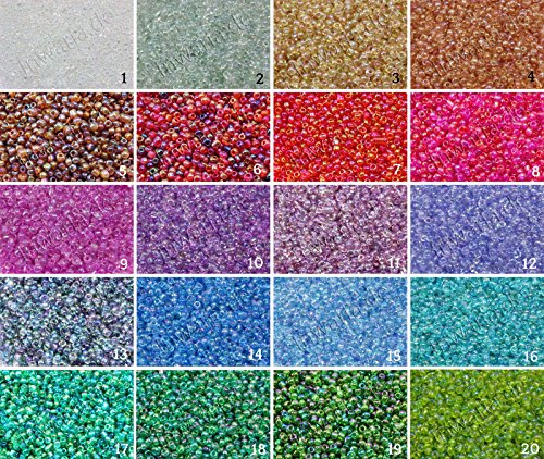 INWARIA Rocailles irisierend Ø 2/3/4 mm 20/100 g Perlen rainbow Glasperlen, RP-44, 2, 4 mm, 100 g (3, 79€/100 g) von Generic