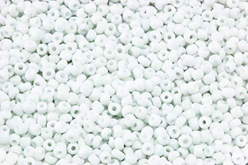 INWARIA Rocailles opak Ø 2/3/4 mm 100 g Perlen satte Farben Glasperlen, RP-33 (4 mm - 100 g, Weiß) von Generic
