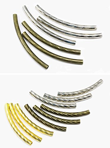 INWARIA Röhrchen Metallröhrchen Röhre gebogen Perlen Tube Zwischenperlen neu, S13, Silberfarben, 2-45x3mm, 10 Stück von Generic