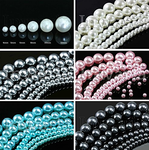 INWARIA Wachsperlen Ø 4/5/6/8/10/12 mm Farbwahl Qualitäts - Perlen rund Dekoperlen, WP5, 12mm - 25 Stück, Hellrosa von Generic