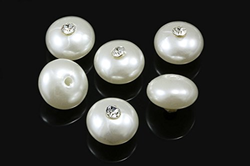 INWARIA Wachsperlen mit Strass Rondelle 10 mm perlweiß weiß Perlen Perle Rondell, WP-20, 10 Stück von Generic