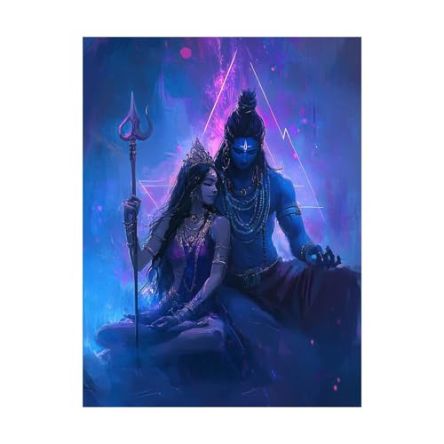 Indien Malen Nach Zahlen Erwachsene Shiva Malen Nach Zahlen 135 x 100cm DIY Basteln Erwachsene Klarheit Farbe Leinwan Bilder mit Acrylfarben Set 3 Typen Pinsel für Deko Wohnzimmer, Geschenke 2YH-14233 von Generic