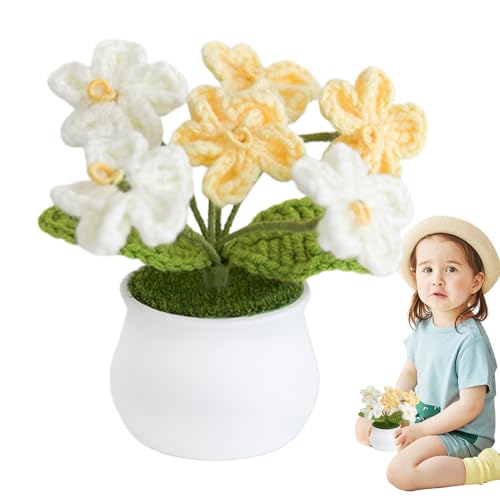 Innenmaterial mit Basteldraht – Handgemachte Sonnenblumen und gestrickte Topfkunst, realistische Häkelblumen werden als schöne Innendekoration und als Dekoration empfohlen von Generic