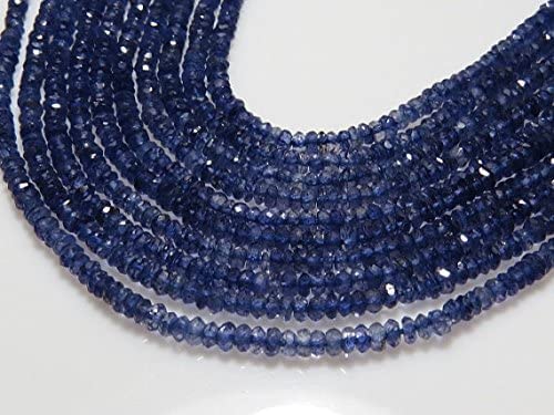 Iolith – 33 cm lange facettierte Rondelle-Perlen mit Mikroschliff, natürliche blaue Farbe, schöner Glanz, echter Großhandelspreis Größe 3-4 mm von Generic