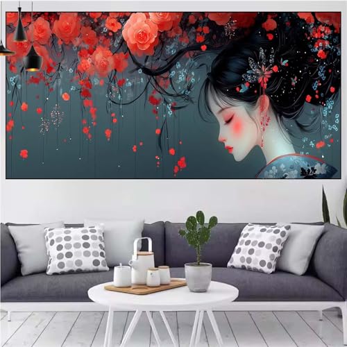 Japan Diamond Painting xxl 80x160cm Diamond Painting Erwachsene Frau Diamant Malerei Set,Mosaikherstellung Malen Nach Zahlen Cross Stickerei Kunst Leinwand Malerei Kits,Décor Geschenke Frauen CN-985 von Generic